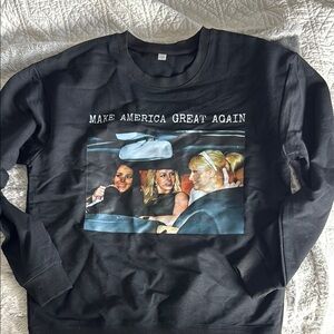 Black Crewneck Sweatshirt with Graphic Design